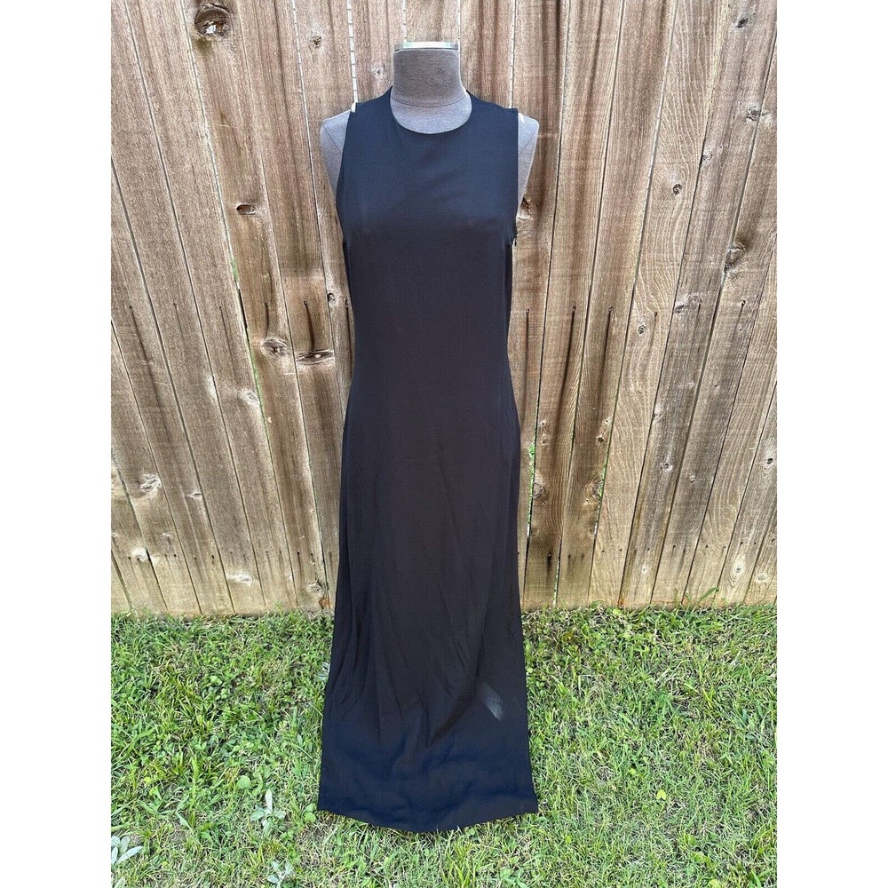 Brunello Cucinelli Womens Dress Size Large High Neck Sleeveless 100% Silk Black